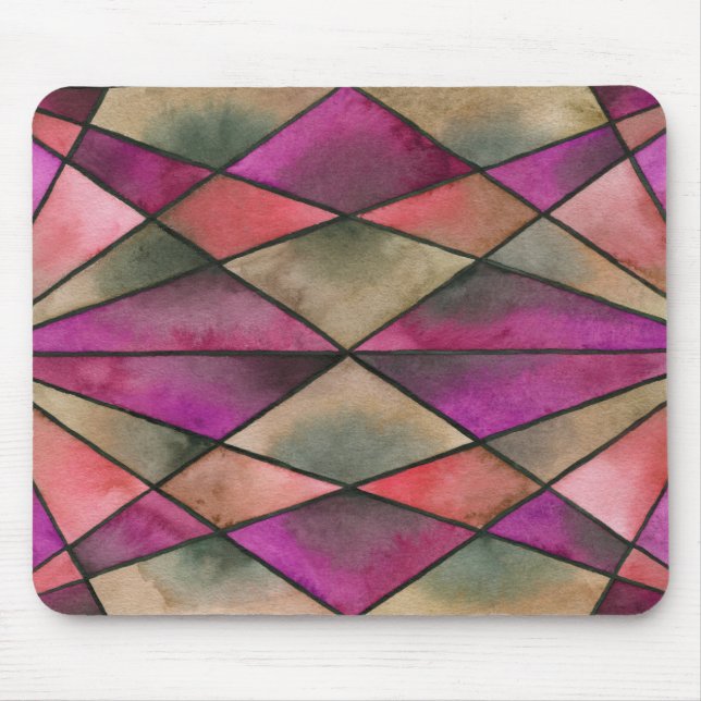Magentarotes Buntglas Mousepad (Vorne)