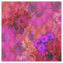magentarotes Retro Blumengewebe