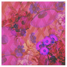magentarotes Retro Blumengewebe Stoff