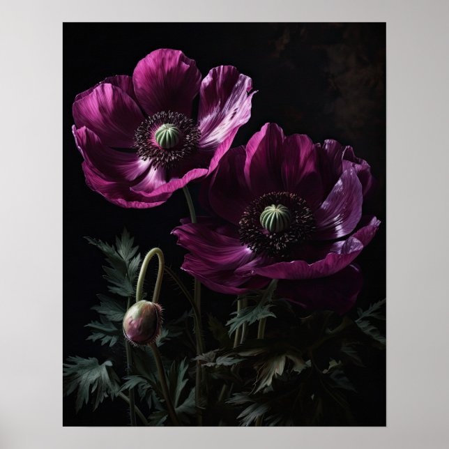 Magentone Anemone Blume Art Print Poster (Vorne)
