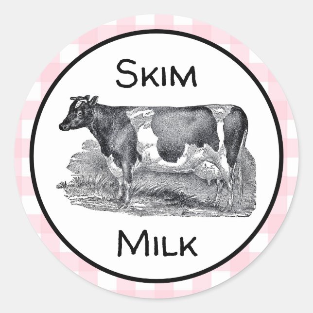 Magermilchetikett Runder Aufkleber (Vorderseite)