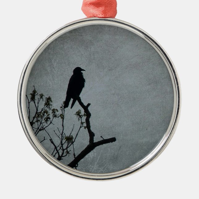 Magestic Crow Silbernes Ornament (Vorne)