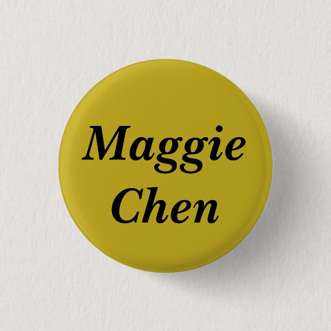 Maggie Chen vom Waisenschwarzfernsehshownamen Button (Vorderseite)