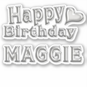 Maggie Happy Birthday silver Aufkleber Sticker