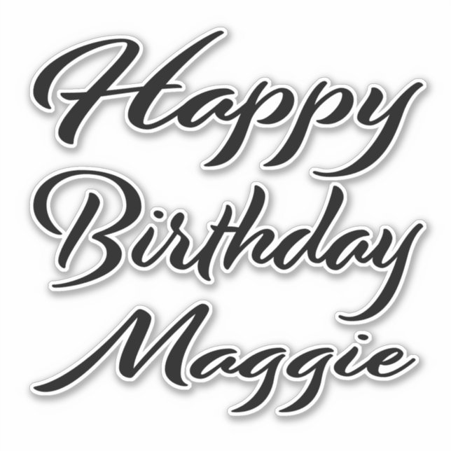 Maggie Name Prénom Anniversaire de Black Sticker (Devant)