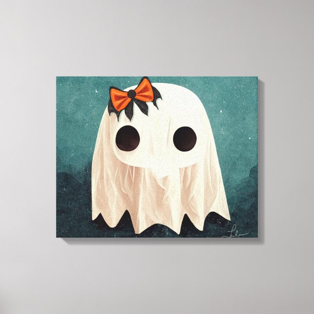 Maggie The Friendly Ghost - Niedliche Halloween Ar Leinwanddruck (Vorderseite)