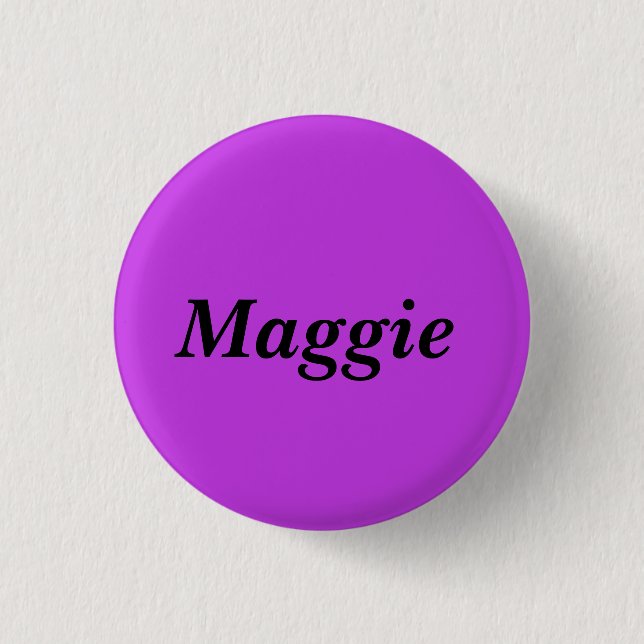 Maggie vom verwaisten schwarzen Charakternamen Button (Vorderseite)