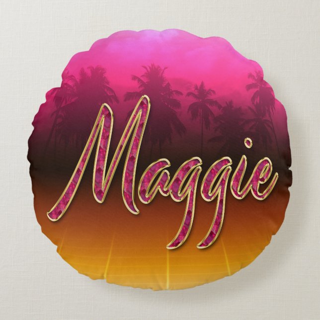 Maggie Vorname Name golden pink Kissen (Vorderseite)