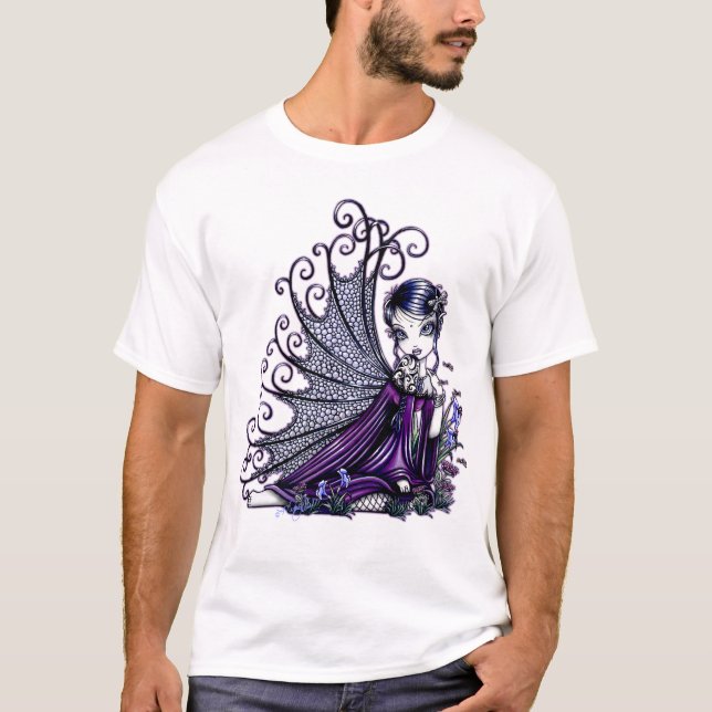 "Maggy" Pflaumen-Libellen-feenhaftes Kunst-Shirt T-Shirt (Vorderseite)