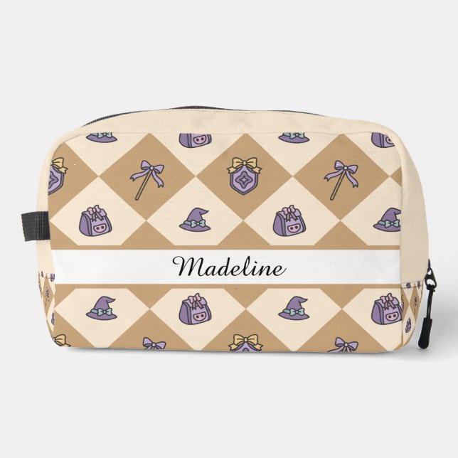 Magic Academy Wizard School Name Travel  Gold Waschbeutel (Vorderseite)