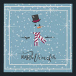 Magic and Wonder Christmas Snowman Blue ID440 Leinwandartiger Druck<br><div class="desc">Das schöne, minimalistische Weihnachtsbild-Imitat besticht durch ein stilvolles, weißes Schneemann auf einem kastanienblauen Hintergrund, verstreut mit Schneeflocken und Sternen. Trendy Typografie von 'Magic and Wonder' rundet das Design ab. Fügen Sie einen Namen hinzu, der bei Bedarf personalisiert werden soll. Suchen Sie ID440, um weitere koordinierende Produkte und zusätzliche Farboptionen für...</div>