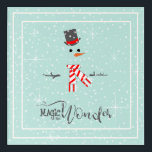 Magic and Wonder Christmas Snowman Mint ID440 Acryl Wandkunst<br><div class="desc">Schönes minimalistisches Weihnachts-Acryl-Wandbild mit einem stilvollen,  weiß gerahmten Schneemann auf einem minzgrünen Hintergrund verstreut mit Schneeflocken und Sternen. Elegante trendige Typografie von 'Magic and Wonder' rundet das Design ab. Suchen Sie ID440,  um weitere koordinierende Produkte und zusätzliche Farboptionen für dieses Design zu sehen.</div>