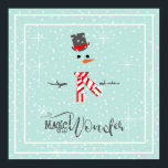 Magic and Wonder Christmas Snowman Mint ID440 Poster<br><div class="desc">Ein schönes,  minimalistisches Weihnachtsmatte-Finish-Poster-Design mit einem stilvollen,  in Weiß gerahmten Schneemann auf einem minzgrünen Hintergrund,  verstreut mit Schneeflocken und Sternen. Elegante trendige Typografie von 'Magic and Wonder' rundet das Design ab. Suchen Sie ID440,  um weitere koordinierende Produkte und zusätzliche Farboptionen für dieses Design zu sehen.</div>