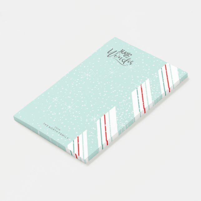 Magic and Wonder Christmas Streifen Mint ID440 Post-it Klebezettel (angewinkelt)