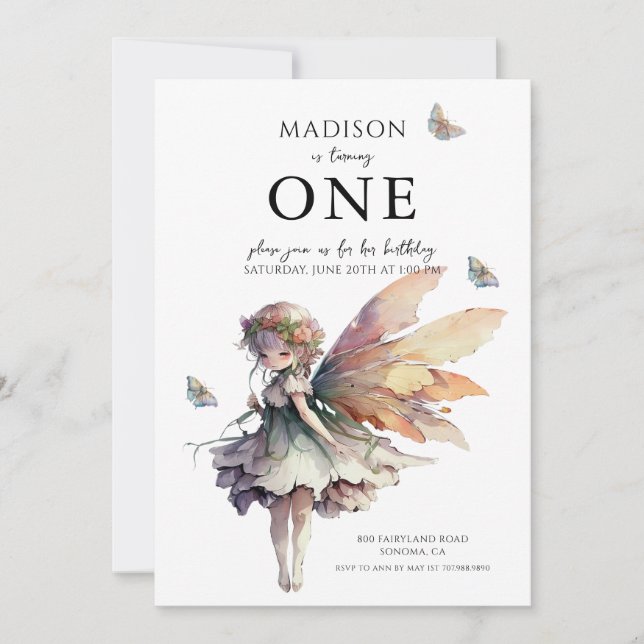 Magic Anime Fairy 5. Geburtstagsparty Einladung (Vorderseite)