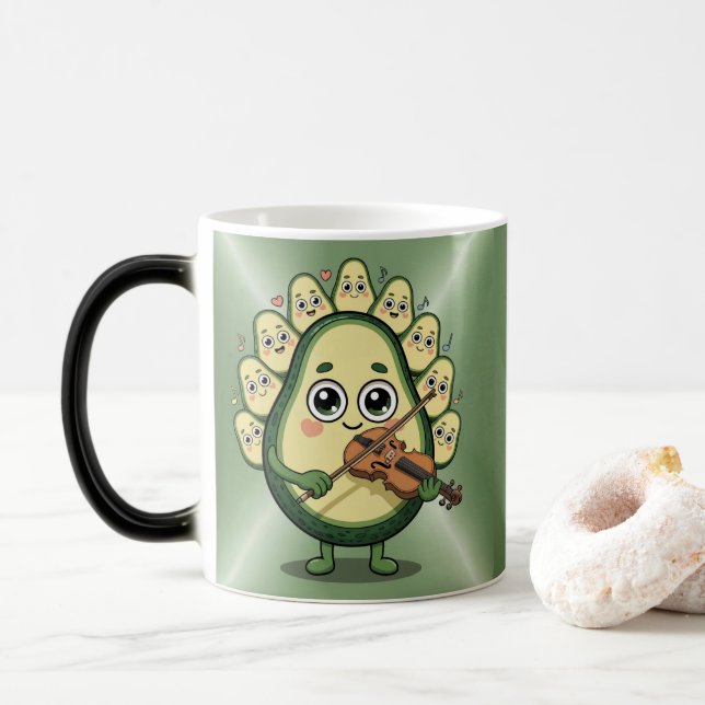 Magic Avocado Playing Violin Morphing Mug (Avec donut)