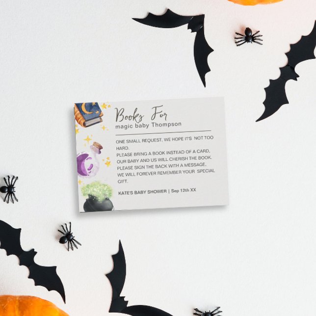 Magic Baby Halloween neut Book Request Baby Dusche Begleitkarte (Von Creator hochgeladen)
