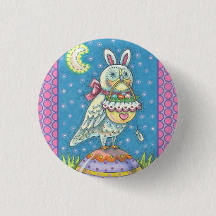 MAGIC BARN OWL & EASTER BASKET, FERIENBUTTON Rnd. Button