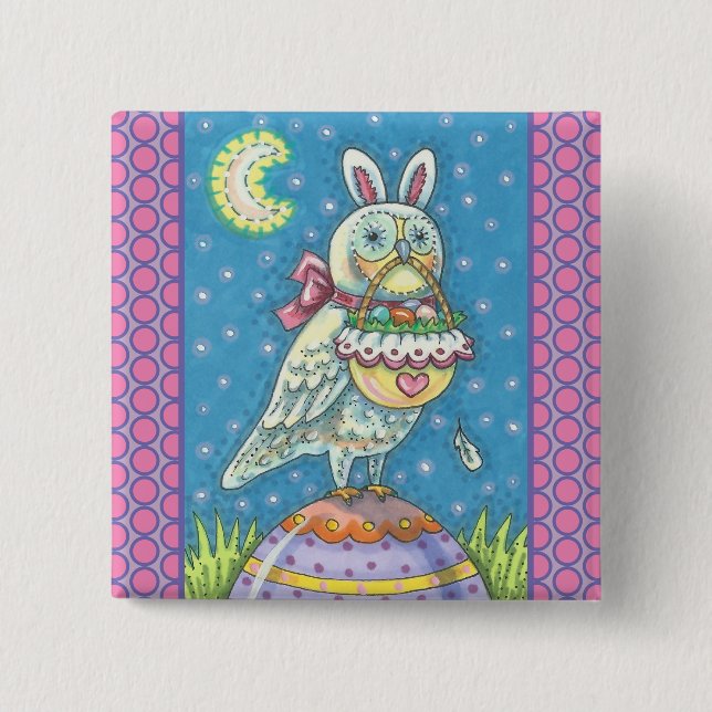 MAGIC BARN OWL & EASTER BASKET, FERIENBUTTON Squ Button (Vorderseite)