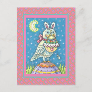 MAGIC BARN OWL & EASTER BASKET, URLAUB POSTCARD POSTKARTE