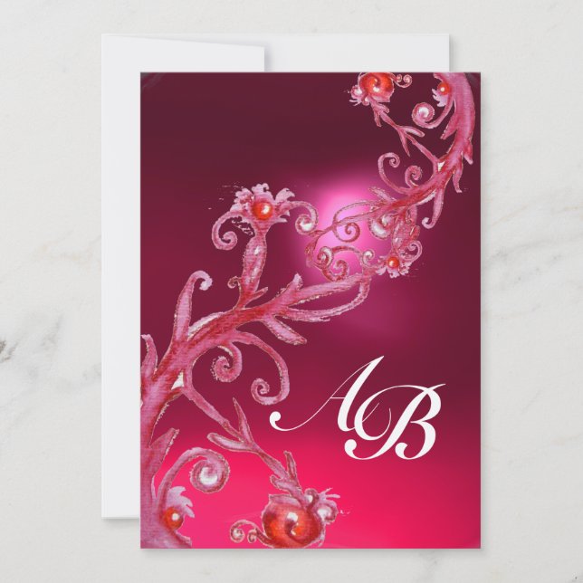 MAGIC BERRIES 4,MONOGRAM Rotrubinsekt Einladung (Vorderseite)