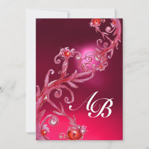 MAGIC BERRIES 4,MONOGRAMM, roter Ruby Einladung