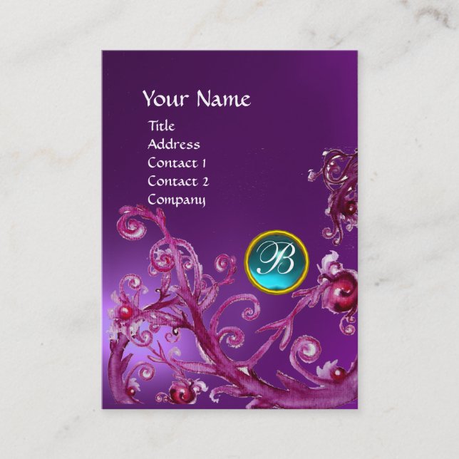 MAGIC BERRIES BLUE GEM MONOGRAM Amethyst lila Visitenkarte (Vorderseite)