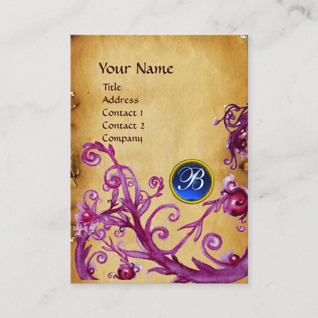 MAGIC BERRIES MONOGRAM GEM Pergament dunkelblau Visitenkarte (Vorderseite)