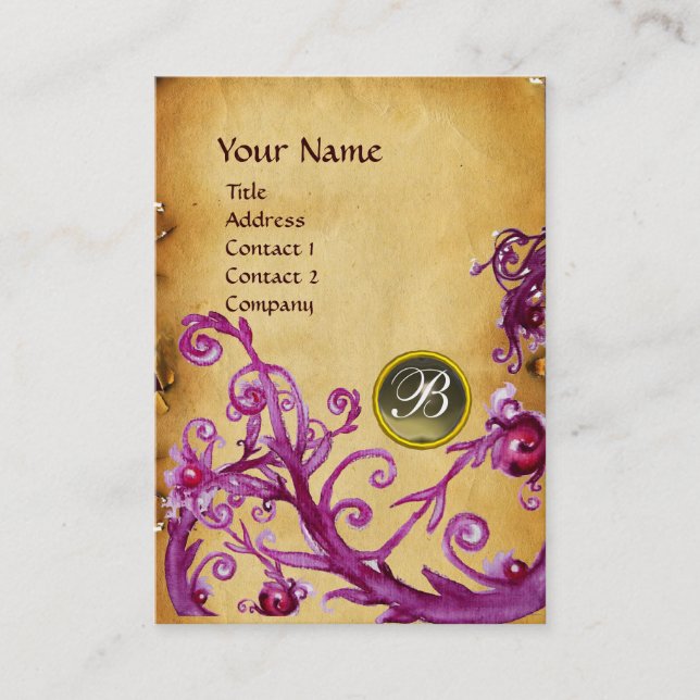 MAGIC BERRIES MONOGRAM GEM Pergament grau Visitenkarte (Vorderseite)