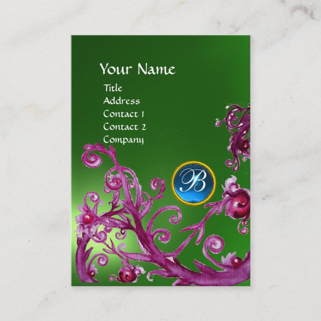 MAGIC BERRIES MONOGRAM GEM smaragdgrün blau Visitenkarte (Vorderseite)