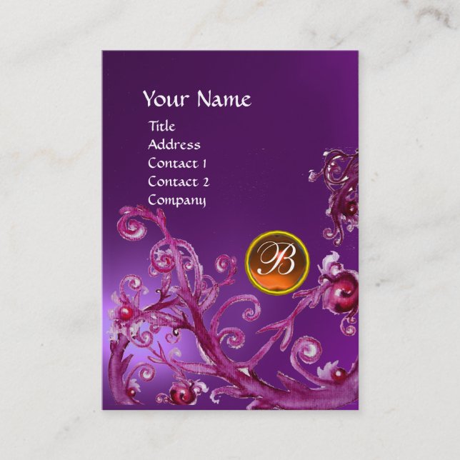 MAGIC BERRIES MONOGRAM ORANGE GEM amethyst lila Visitenkarte (Vorderseite)