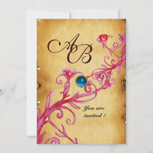 MAGIC BERRIES MONOGRAM Parchire Blue Saphiire Einladung