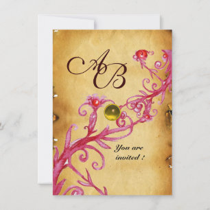 MAGIC BERRIES MONOGRAM-Pergament Gelbe uAwg Einladung
