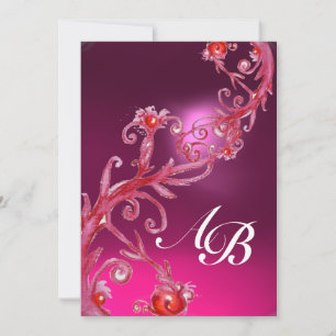 MAGIC BERRIES, MONOGRAM, rosa Amethystrot Einladung