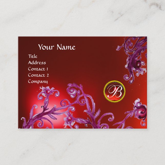 MAGIC BERRIES MONOGRAM, rubinrot Visitenkarte (Vorderseite)