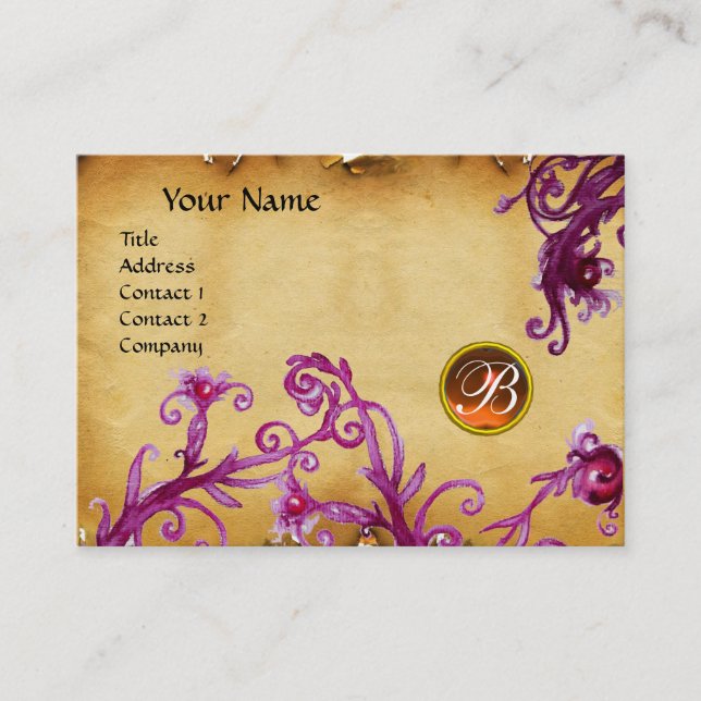 MAGIC BERRIES MONOGRAM, Topaz-Orangenparchment Visitenkarte (Vorderseite)
