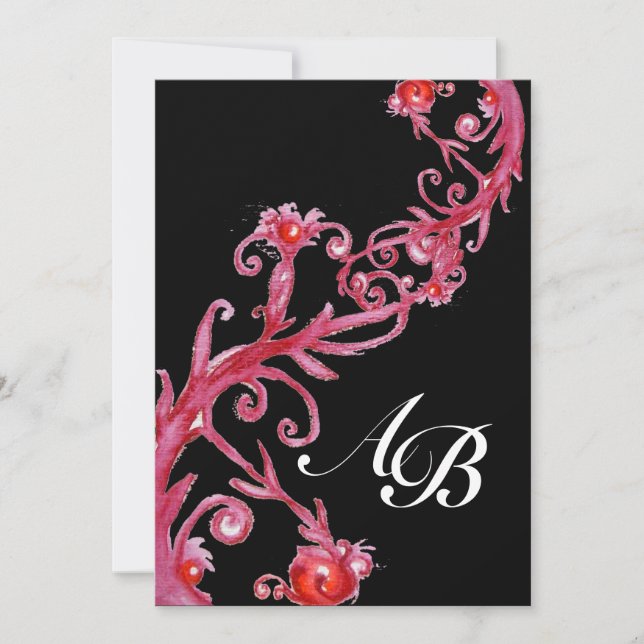 MAGIC BERRIES, MONOGRAMM, rot Einladung (Vorderseite)