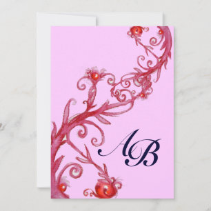 MAGIC BERRIES, MONOGRAMM roter violett Einladung