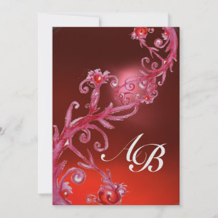 MAGIC BERRIES, MONOGRAMM-rotes Rubineis Einladung
