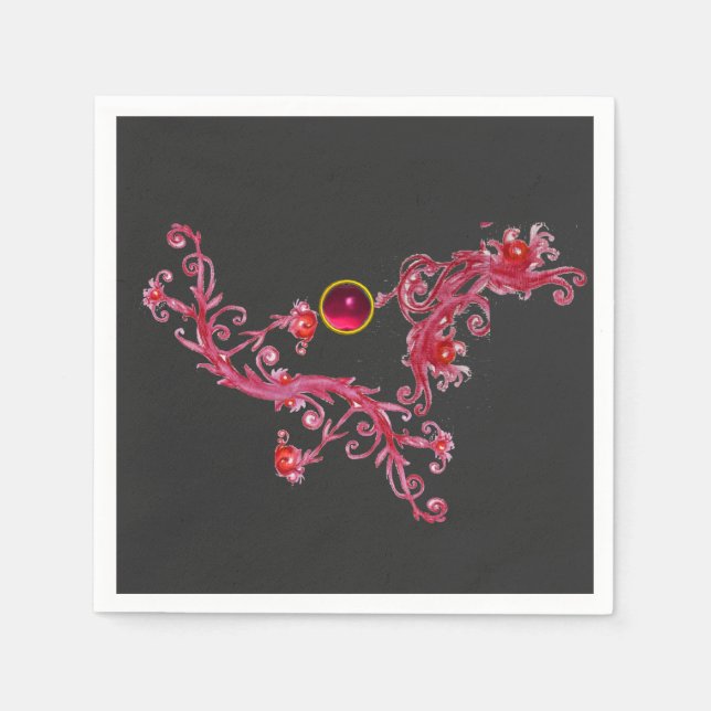 MAGIC BERRIES Rote Wirbel mit Gemstone Serviette (Vorderseite)