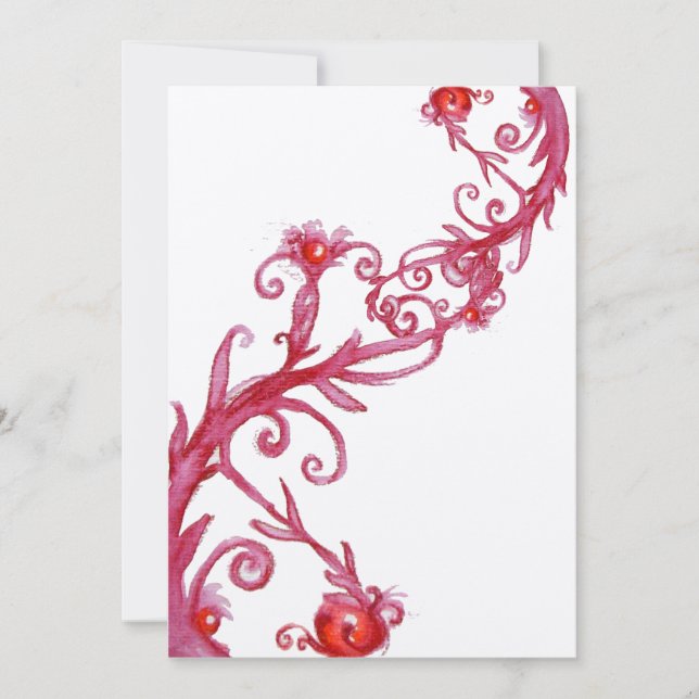 MAGIC BERRIES, rotes weißes metallisches Gold Einladung (Vorderseite)