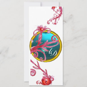 MAGIC BERRIS 4,MONOGRAMM blaues Aquamarin Einladung