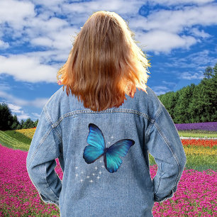 Magic Blue Butterfly & Stars Denim Veste
