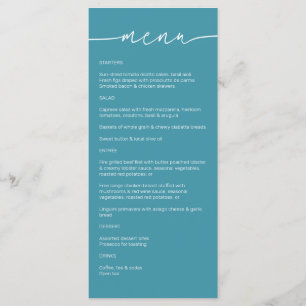 Magic Blue ・ Moderne Minimalistische Script Weddin Menükarte