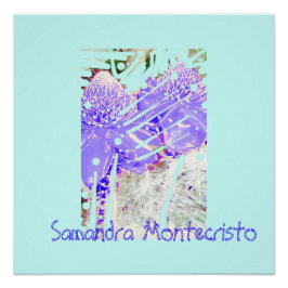 Magic Blue Water Rose Glossy Poster