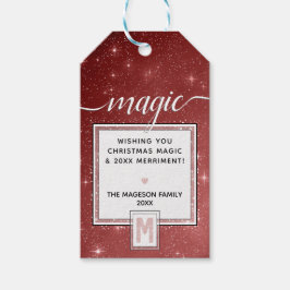 MAGIC Blush Wasserfarbe Monogramm & Burgund Starry Geschenkanhänger