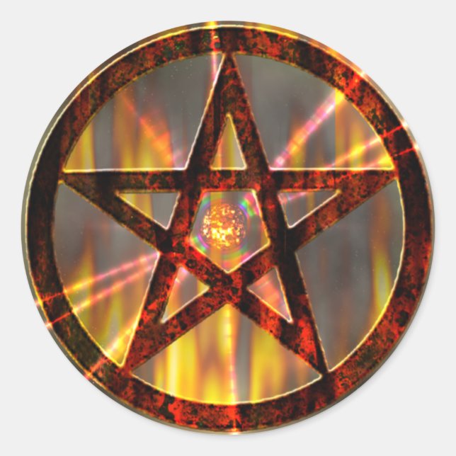 Magic Burning Pentagram Runder Aufkleber (Vorderseite)