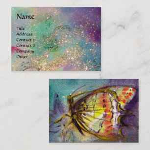 MAGIC BUTTERFLY Blau Gelb Gelbe Glitzern Visitenkarte