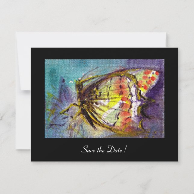 MAGIC BUTTERFLY schwarz blau Einladung (Vorderseite)
