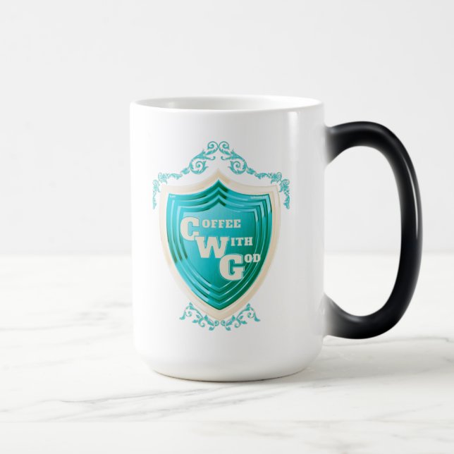 Magic Café turquoise avec Dieu Design Morph Mug (Droite)